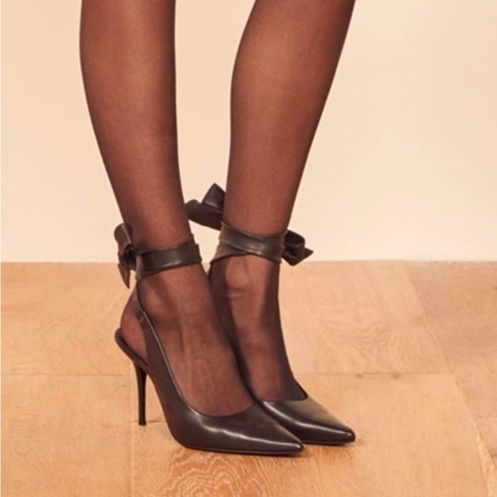 Reformation Brooke Black Heel Leather